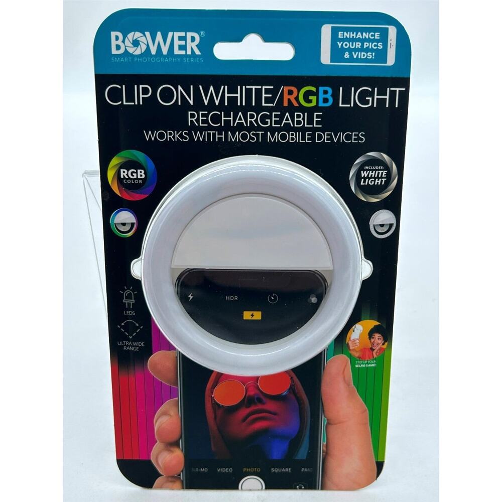 Bower WA-RGB250 RGB Clip-On Selfie LED Ring Light for Smartphones